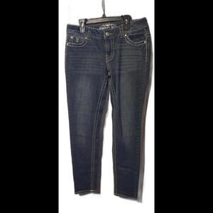 Paisley Sky Jeans Denim Womens Whipstiched Embellis Whiskerwashed Size 6